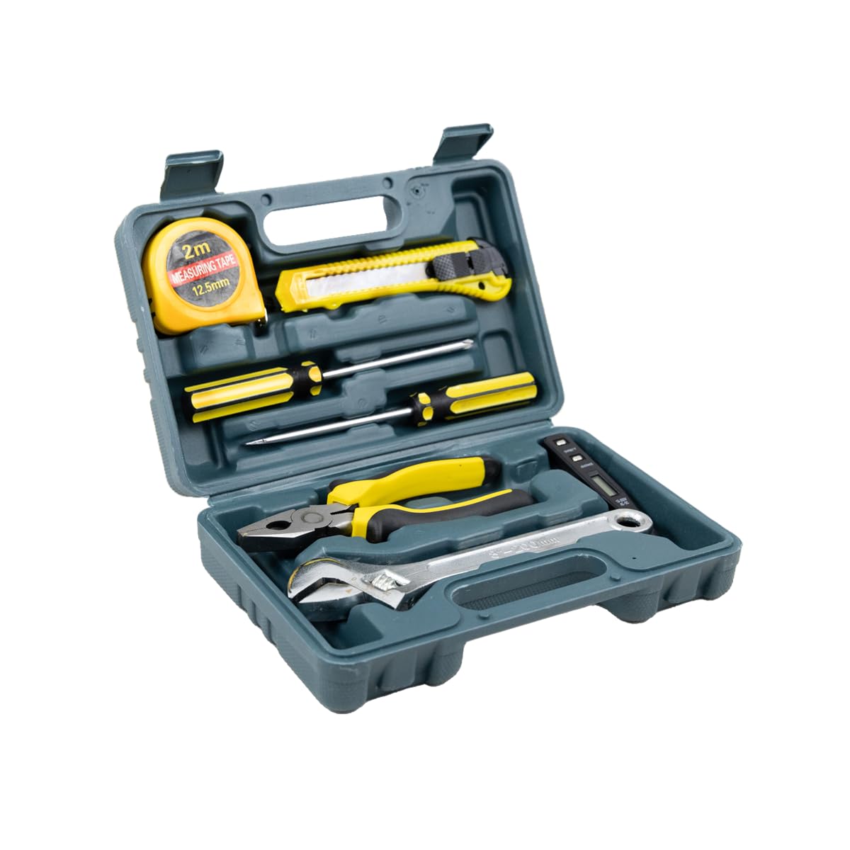 Aegon 7 Pcs Hand Tool Set - Adjustable Spanner, Star Screwdriver, Flathead Screwdriver, Knife, Measuring Tape, Cutting Plier, and Voltage tester