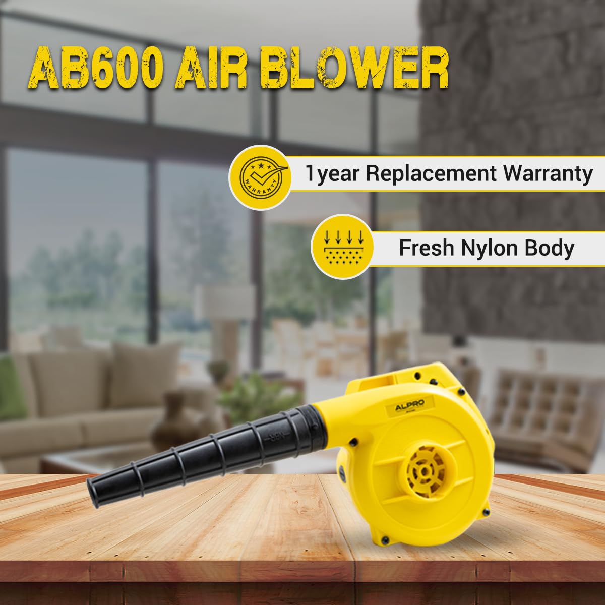 ALPRO AB600 Electric Air Blower 600W Heavy-Duty Variable Speed Blower for Home, Office, Car, Dust Cleaning