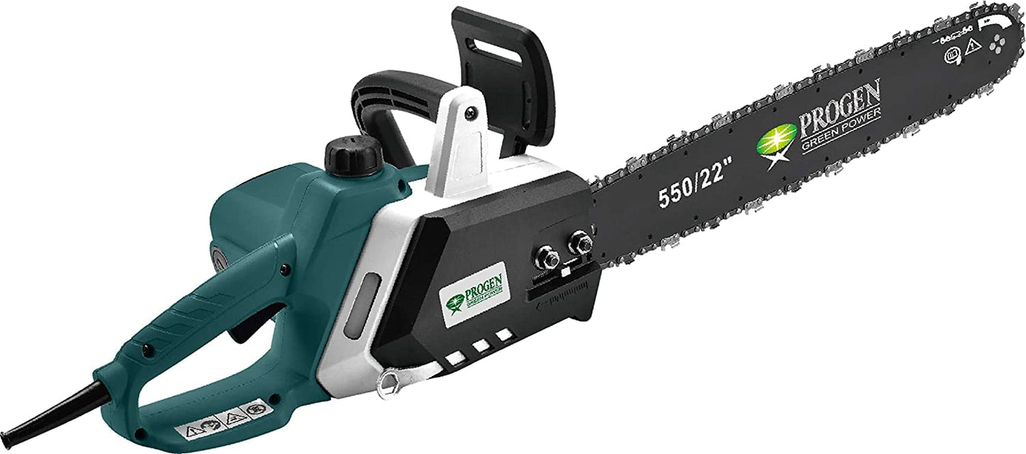 PROGEN 9022-HG, 22-Inch, 3200W, 550mm Electric Chain Saw with Automatic Oiler System for Woodcutting (12000Rpm)