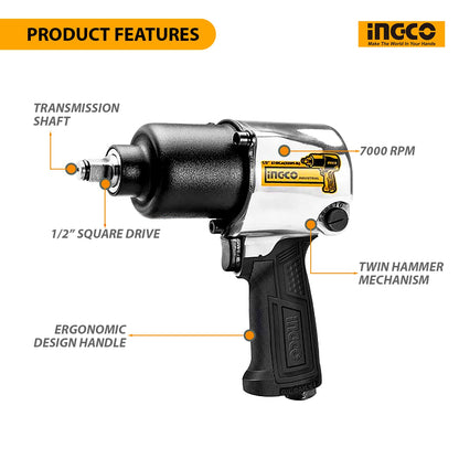 INGCO Air Impact Wrench 1/2" Drive (AIW12562)