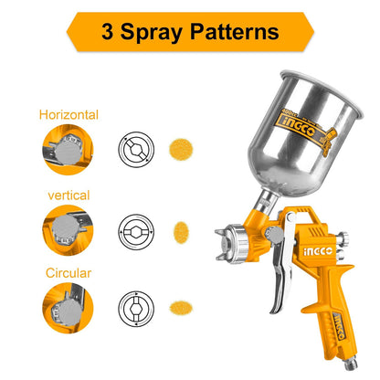 Ingco ASG4041 Air Spray Gun - 400ml Capacity, HVLP Technology, 1.5mm Nozzle, Stainless Steel, Ideal for Auto Paint