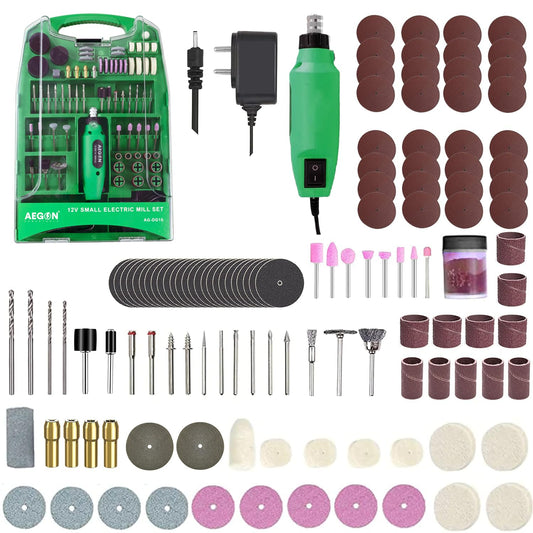 Aegon AG-DG15 Mini Rotary Tool/Die Grinder Kit with 123 Pieces of Accessories for Wood Carving Cutting & Craft