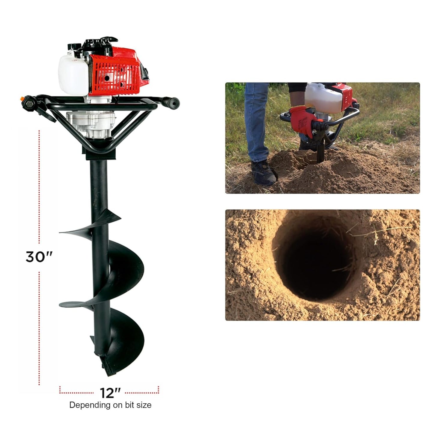 Aegon AEA52 Earth Auger 52 CC with 4" Drill Bit | Heavy Duty Engine | Ideal for Fencing, Plantation & Digging | Powerful Engine for All Soil Types