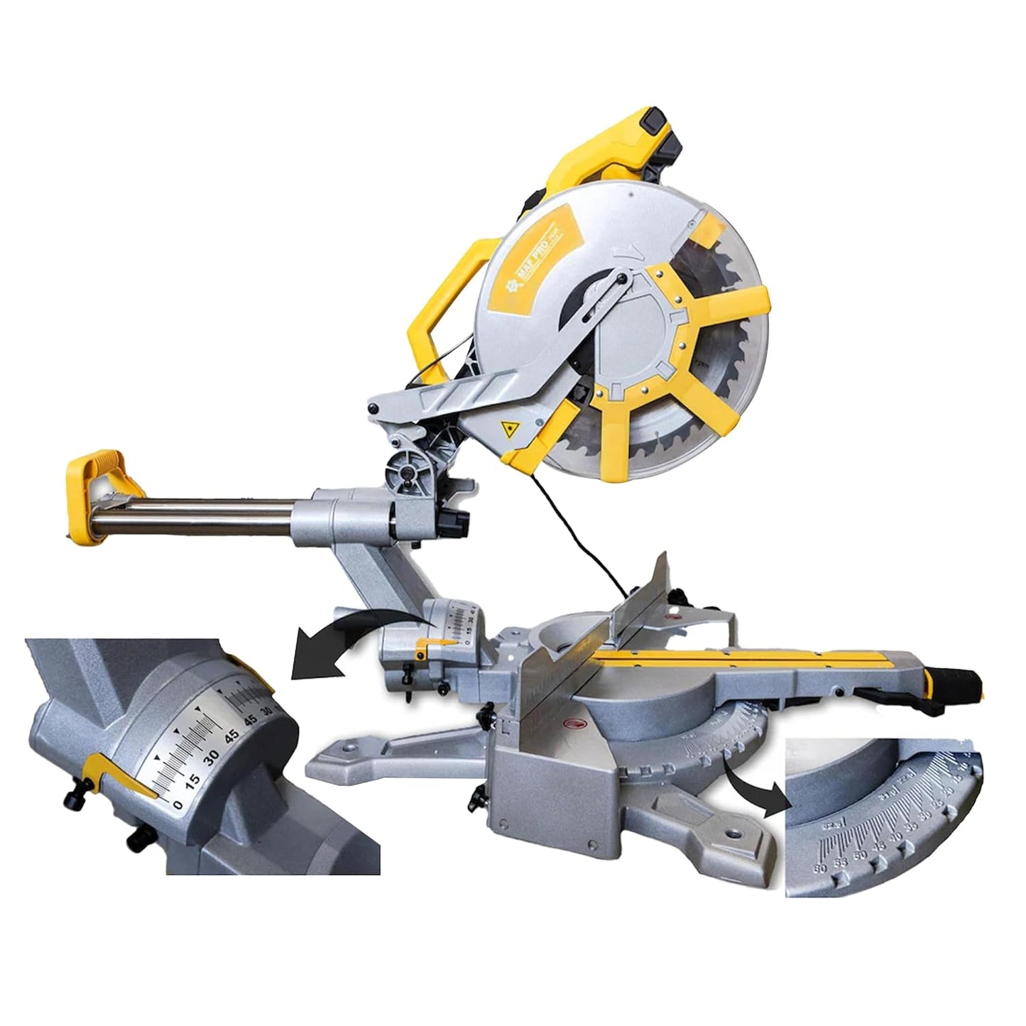 MAF PRO MMS240018 12-Inch Electric Mitre Saw 2400W Heavy Duty 5000 RPM, 305mm Blade Dia for Wood Furniture Aluminum Pipe Cutter