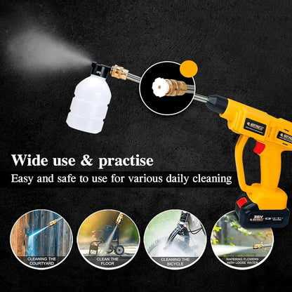 MAF PRO MPCCW-1021 Cordless 36V Battery Powered Pressure Washer Car Washing Gun with Shampoo Bottle Attachment, 2 Nozzles & Water Suction Filter