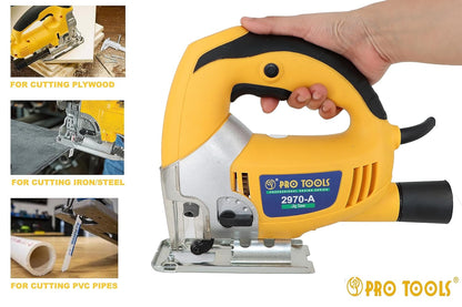 PRO TOOLS 2970-A, 780W | 0-3000rpm | Max Cutting Depth 70mm Corded Jigsaw for Wood, Cutting Iron/Steel