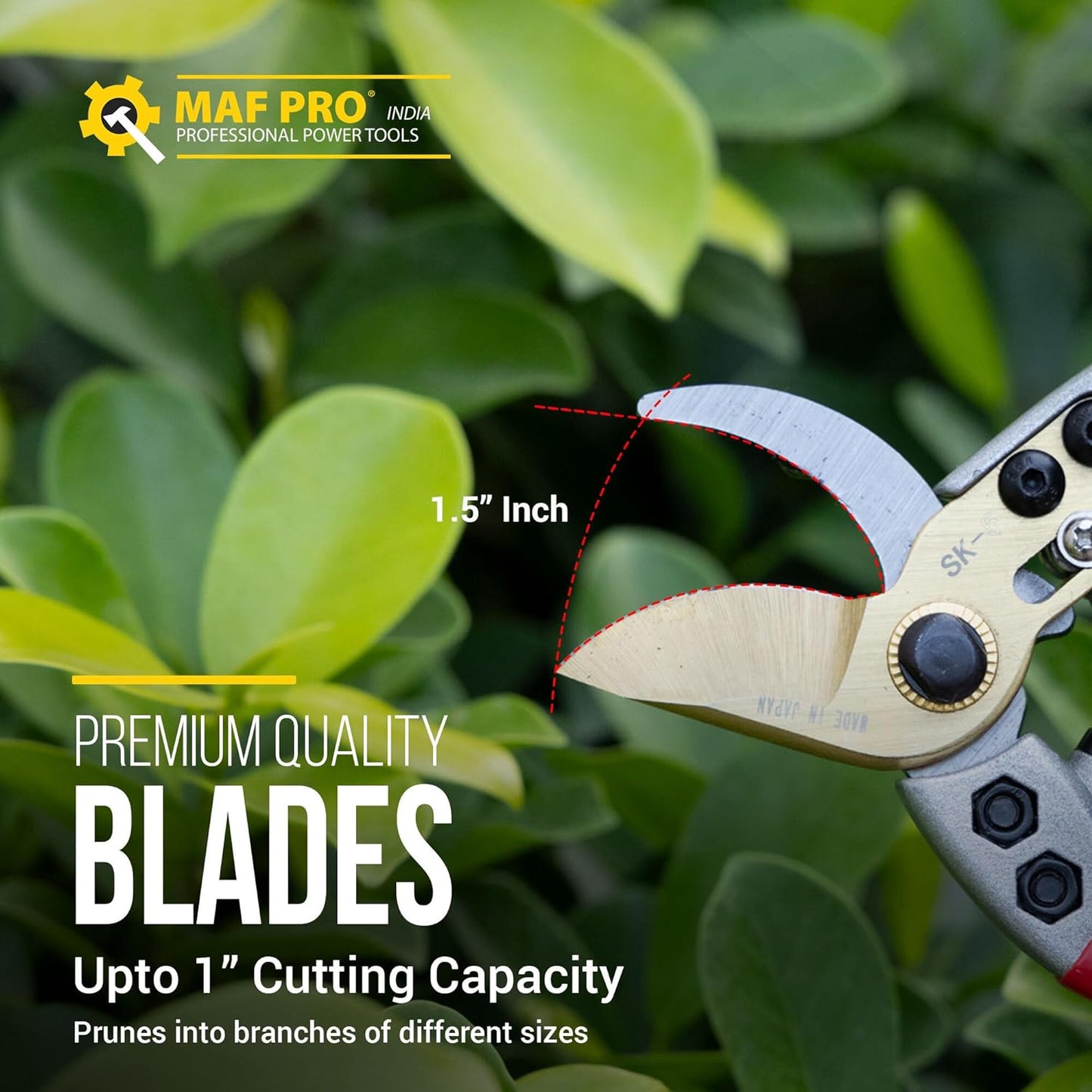 MAF Heavy Duty 8 Inch Garden Bypass Pruning Shears with Carbon Steel Blade Coated in Teflon – Ideal Tree Trimmers, Secateurs, and Plant Cutters for Home Gardening