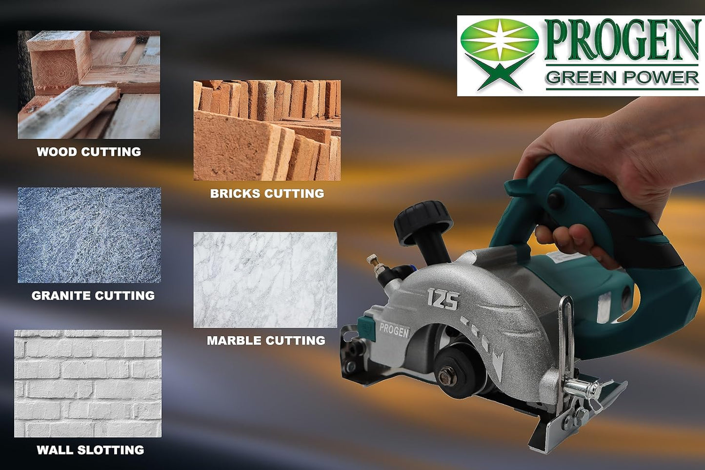 Progen 9125HGS Heavy Duty Marble/Wood/Tile/Granite Cutter | 5-Inch, 1750W, 13500RPM