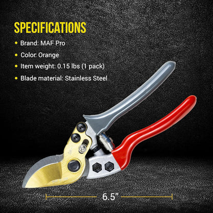 MAF Heavy Duty 8 Inch Garden Bypass Pruning Shears with Carbon Steel Blade Coated in Teflon – Ideal Tree Trimmers, Secateurs, and Plant Cutters for Home Gardening