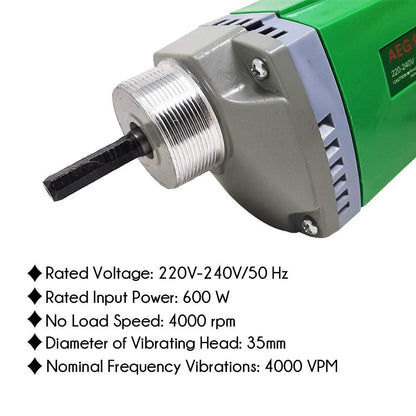 Aegon Acv3501 Handheld Concrete Vibrator/Cement Soil Mixer with 1.5 meter Needle For Construction (600 W, 35mm, Green)