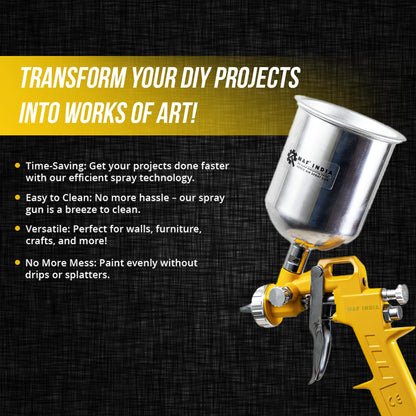 MAF PRO ASG4002 Air Spray Gun, 400ml Capacity | 1.5mm Nozzle Stainless Steel | 3-4 Bar Pressure | Suitable for Base Coat Spray Gun for Auto Paint