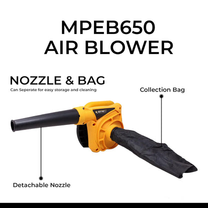 MAF PRO MPEB650 Variable Speed Electric Air Blower with Dust Bag for Home/Office/Car/Pc/Computer Dust/Garage/Patio/Garden Leaf/Trash Cleaning (650W, 4.2 m3/min, 16000 RPM)