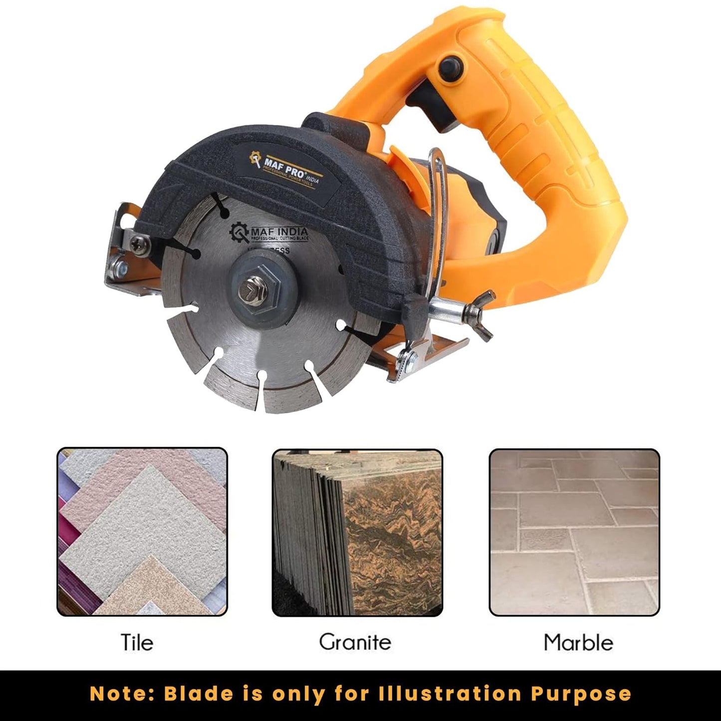 MAF PRO MPSB-5 Heavy Duty 5-inch Marble/Tile/Granite/Stone/Brick/Porcelain/Ceramic Cutter, Depth Adjustable (1400W, 12000 RPM, Disc dia 125mm)
