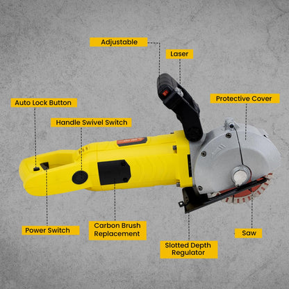 MAF PRO MPSC85 85W Wall Chaser/Slotter/Grooving Machine with 4 Diamond Blades - Max Cutting depth-50mm, Max Cutting Width 410mm, 1440Rpm