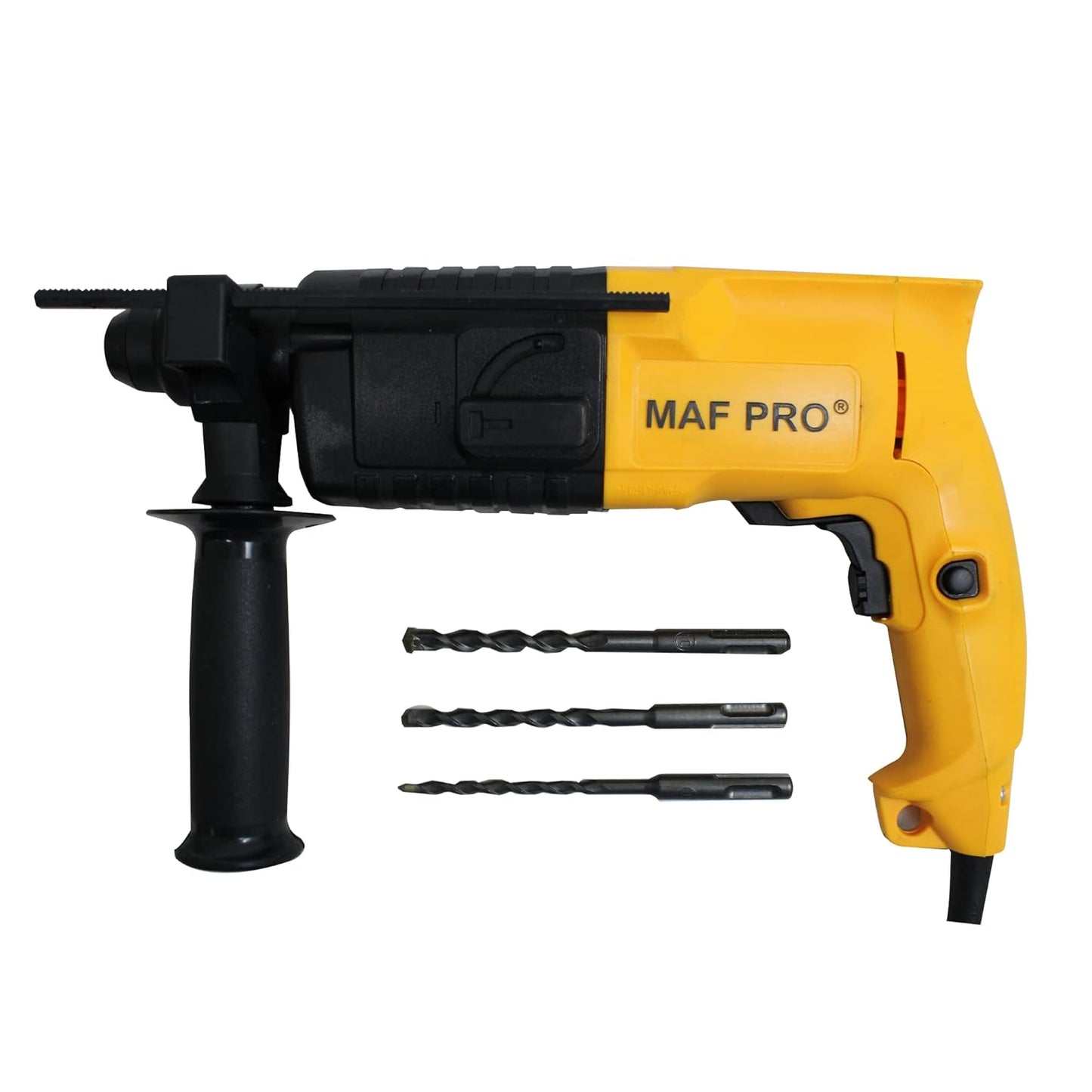 MAF PRO MRH5005 650 W, 22 mm, 850 Rpm, Heavy Duty SDS Plus Type Shank Variable Speed Reversible 2 Functions Rotary Hammer Drill with 3 Bits For Hammering & Drilling on Concrete, Masonry & Wood