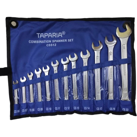 Taparia Combination Spanner Set 12pc Wrench Chrome Vanadium CSS12