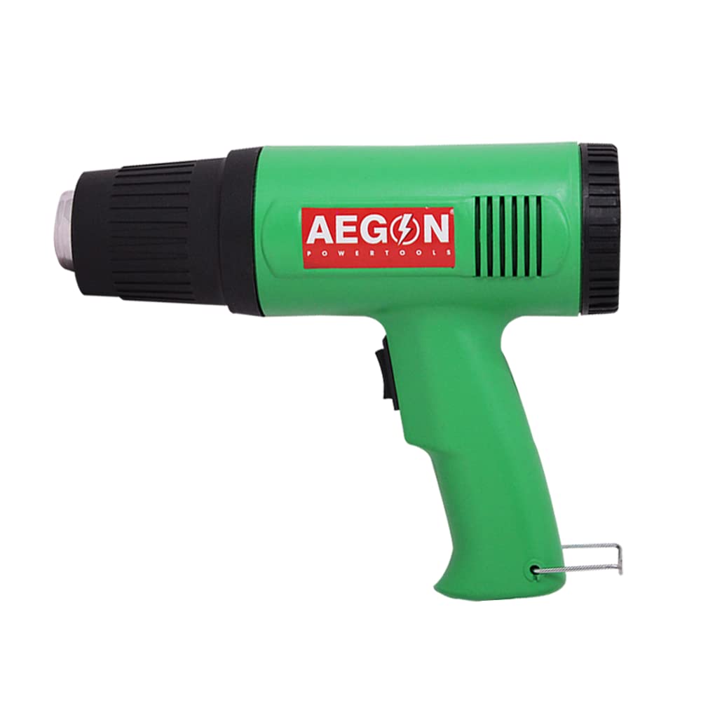 Aegon AHG-1800 - पेशेवर दोहरी तापमान वाली हीट गन/हॉट एयर गन (दोहरी तापमान 350 °C | 550 °C, 1800W, हरा)