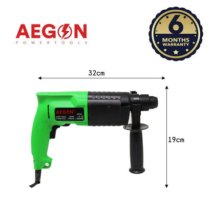 Aegon AHD201 - हैवी ड्यूटी / वेरिएबल स्पीड रोटरी हैमर ड्रिल (800 W, 20 mm, 850 Rpm, हरा)