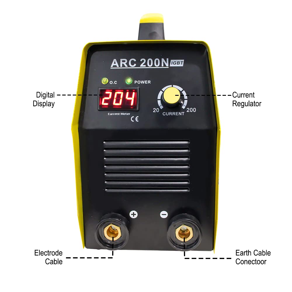 Aegon ARC 200N - पोर्टेबल 200A Igbt DC इन्वर्टर आर्क वेल्डिंग मशीन/वेल्डर (पीला)