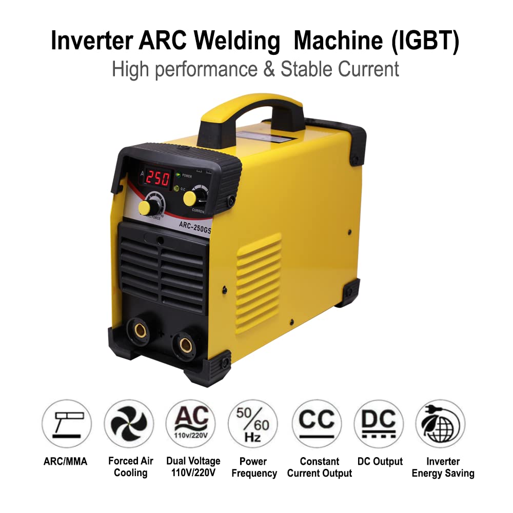 AEGON ARC 250GS2 - Portable 250A Inverter Arc Welding Machine/Welder (Yellow)