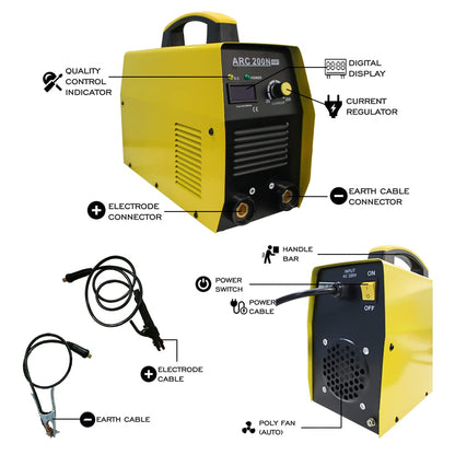 Aegon ARC 200N - Portable 200A Igbt DC Inverter Arc Welding Machine/Welder (Yellow)