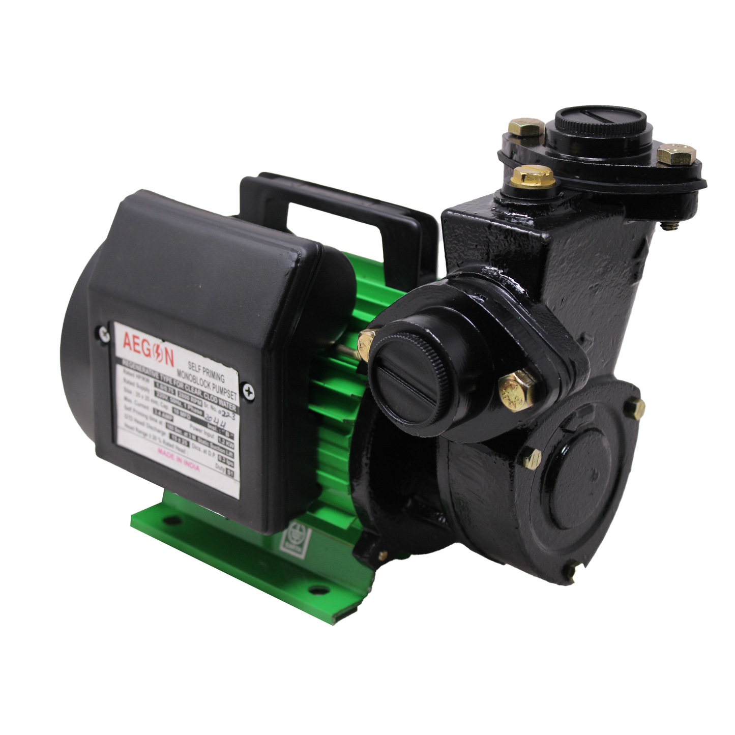 Aegon 1 HP Pure Copper Winding Self Priming Single-Phase Monoblock Pump (Green) - 6 Months Warranty