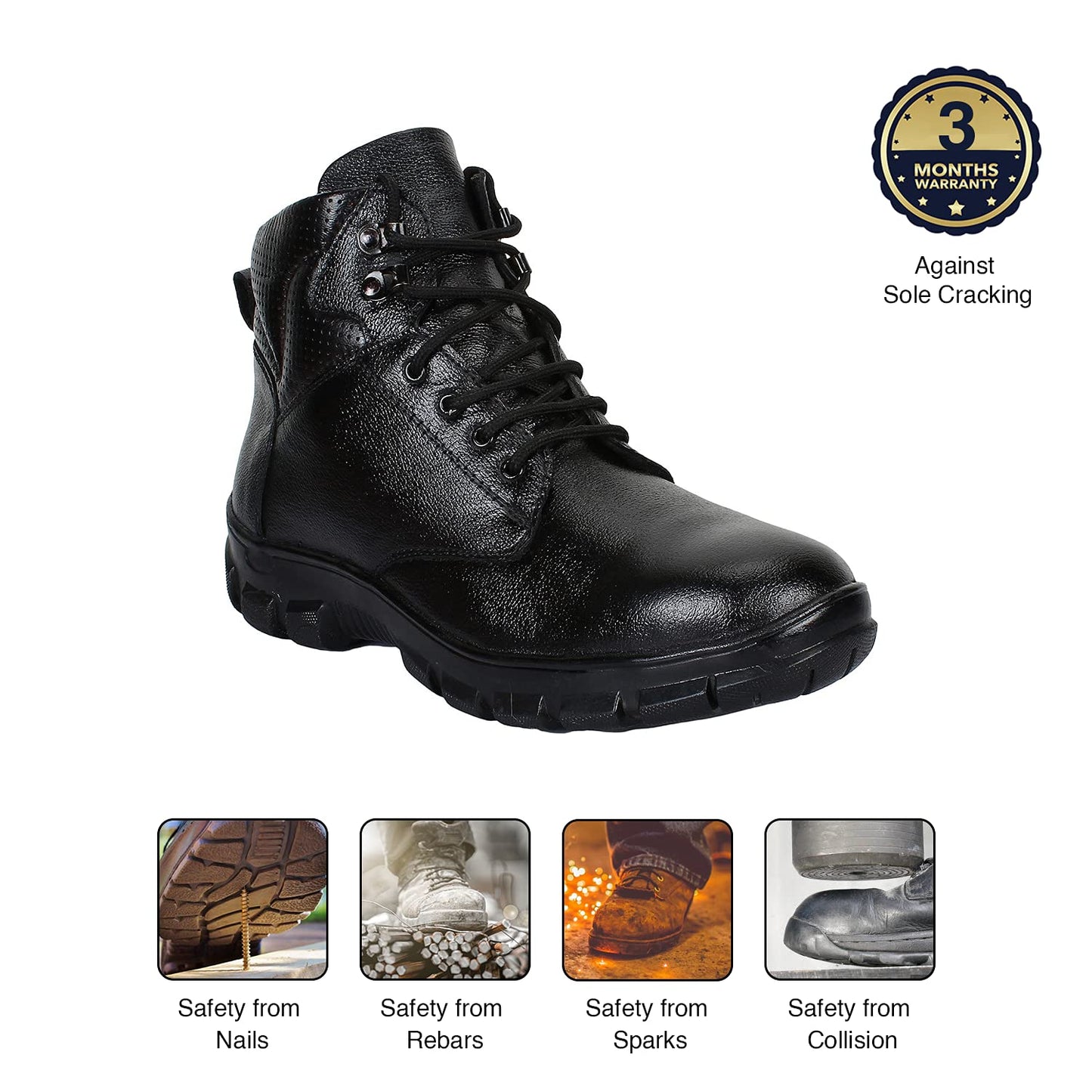 Aegon Tusker Black Industrial Water Resistant Safety Shoes for Men with Steel Toe