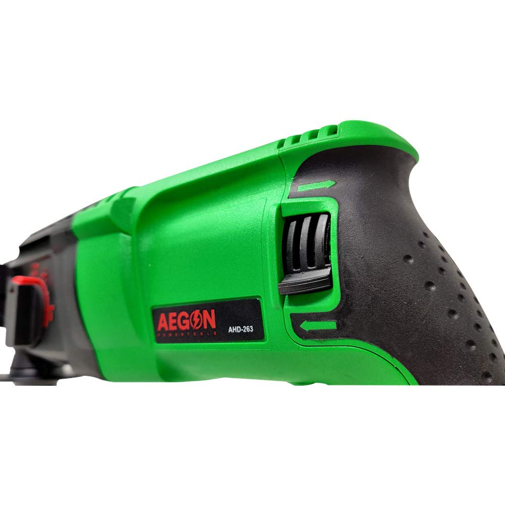 Aegon Ahd263 - 850W Heavy-Duty 26mm Variable Speed Reversible Rotary Hammer Drill With 5 Bits (Hammering, Drilling & Chiseling on Wood, Metal, Concrete)